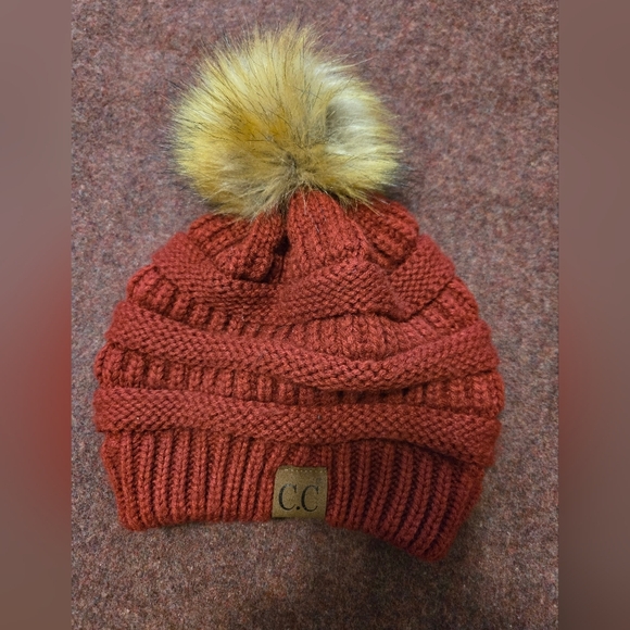 C.C. Puffball Beanie In Burnt Orange - Picture 1 of 5